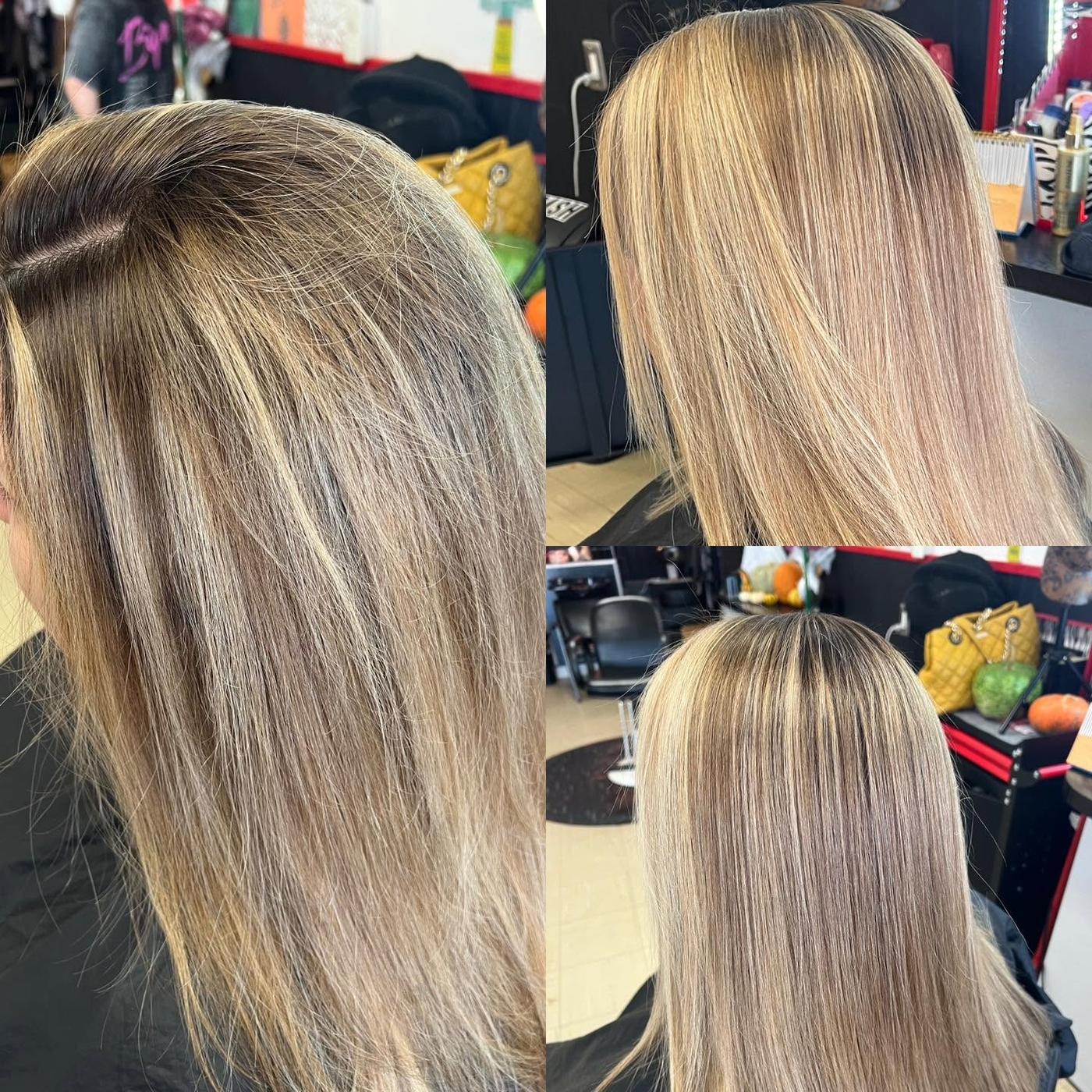 Balayage and highlight color work done at Levels Up